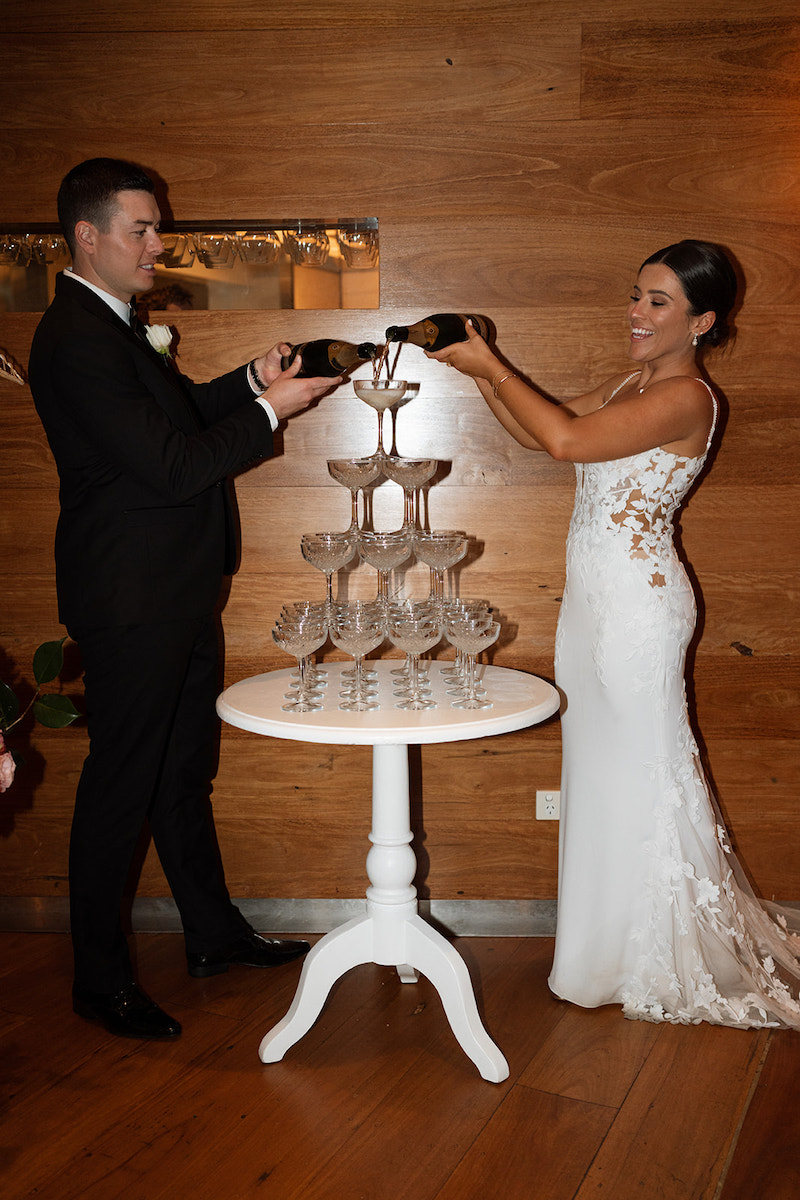 Carla and Joel Ricky's Noosa Wedding Champagne tower